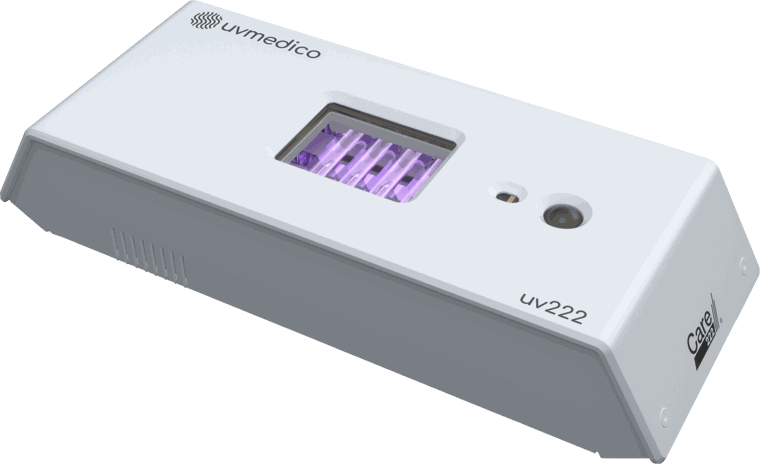 UV222 Standard in white, lamp lit