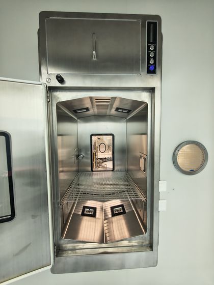 UV222 Pass-Through Box in service, door open